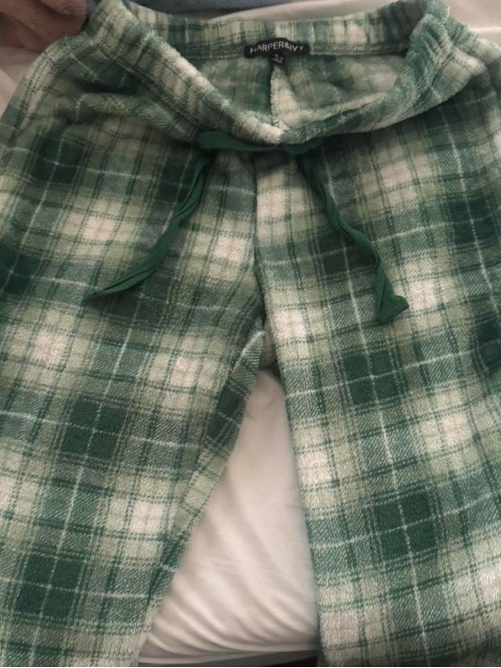 Harper&IVY Green Plaid Plush Lounge Pants